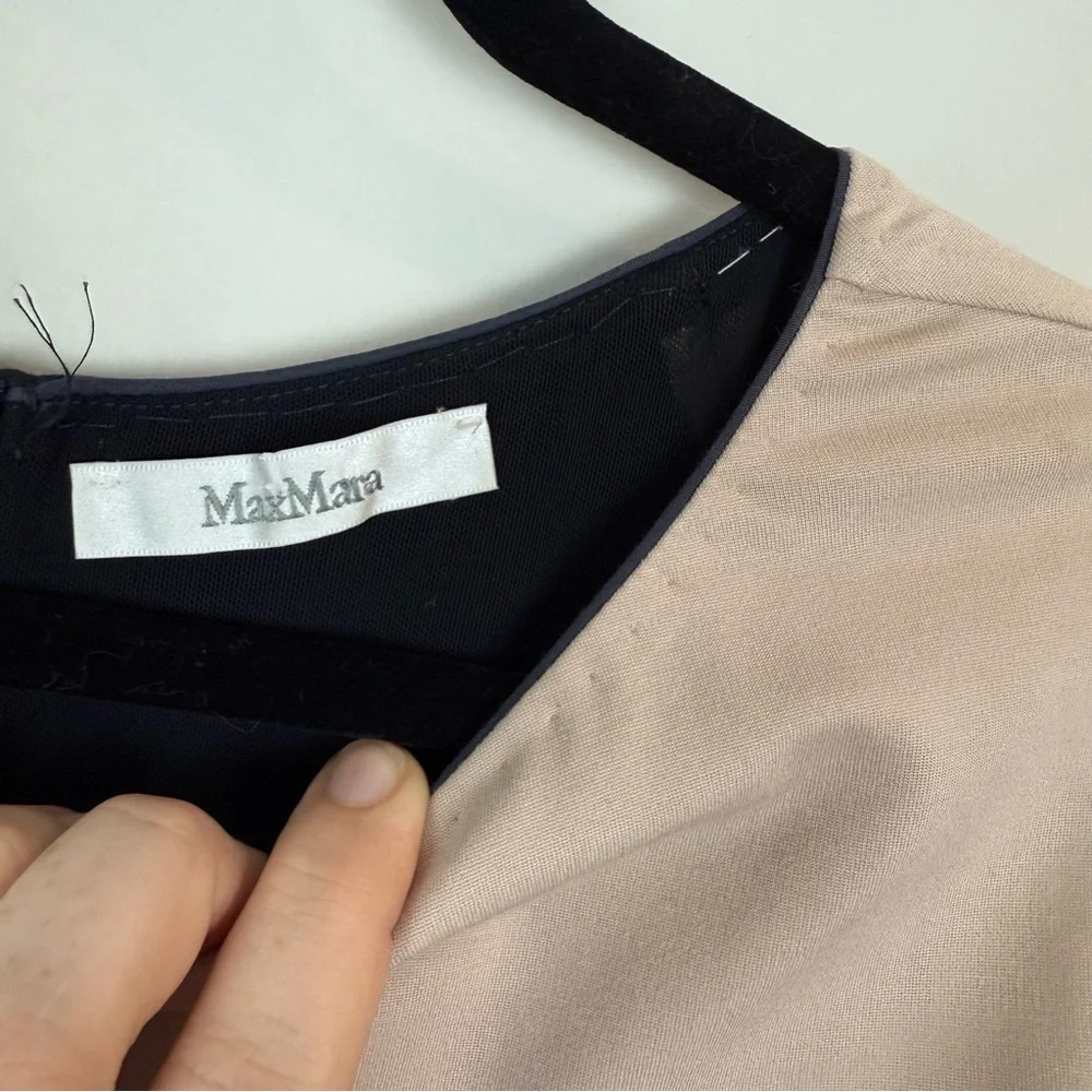 MaxMara Black Cream Colorblock Cap Sleeve Career Dress Sz 6